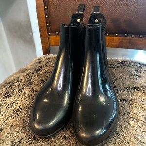 Sam Edelman Tinsley Chelsea Black Waterproof Rain Booties, Size 7